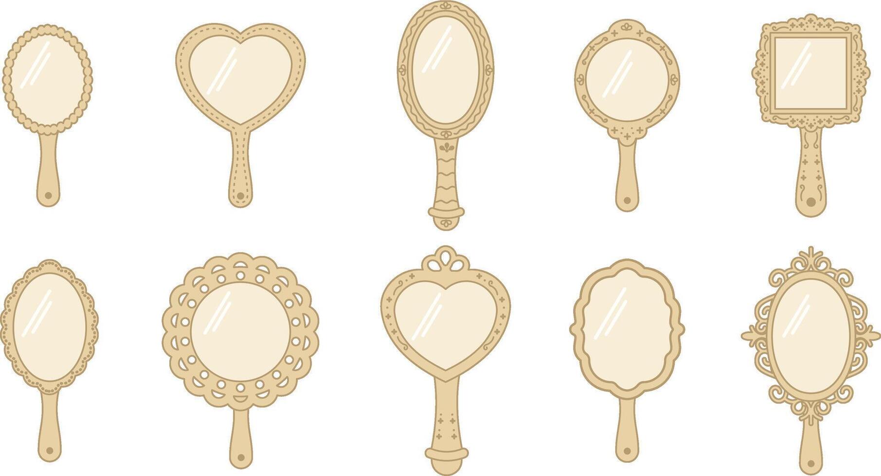 Vintage Style Hand Mirror Illustration vector