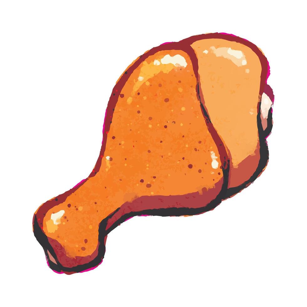 Grilled chicken drumstick vector