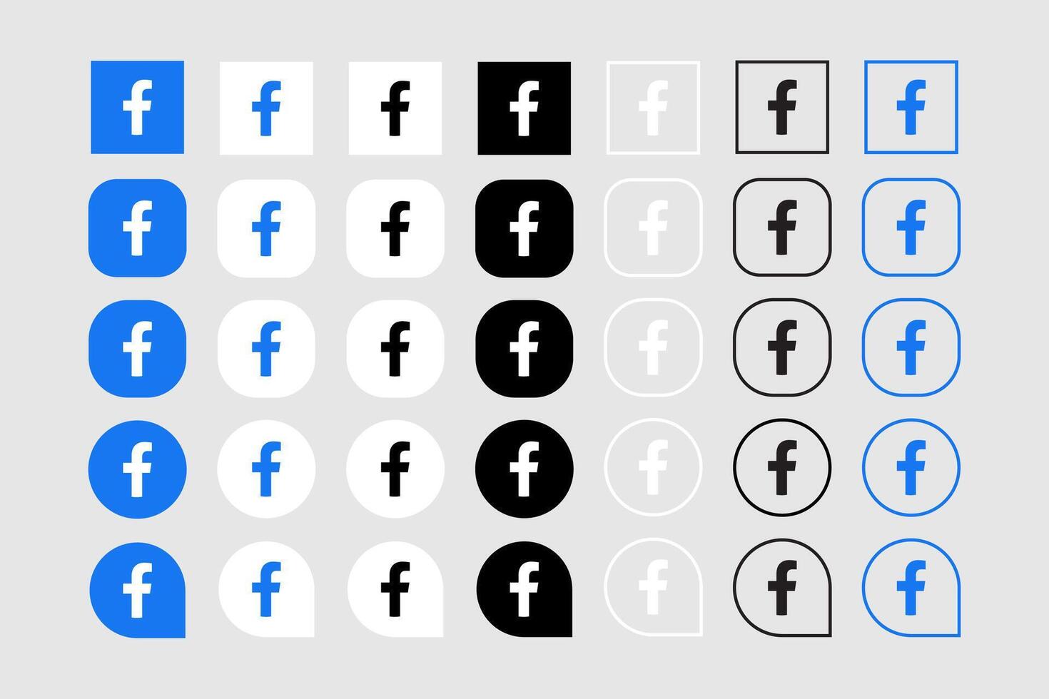 Facebook icon set vector