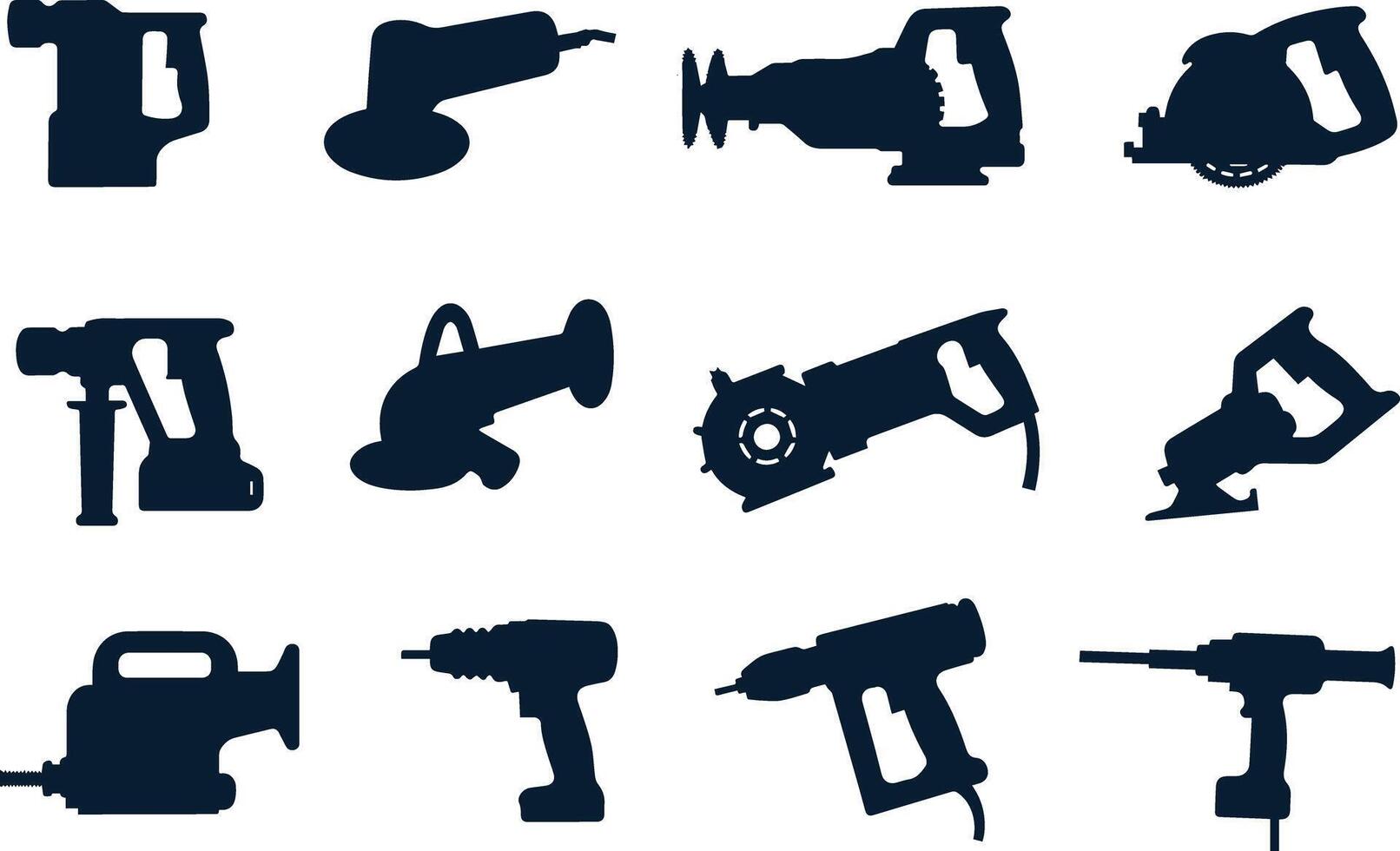 Power Tools icon, Featuring clean, detailed icons of essential power tools vector