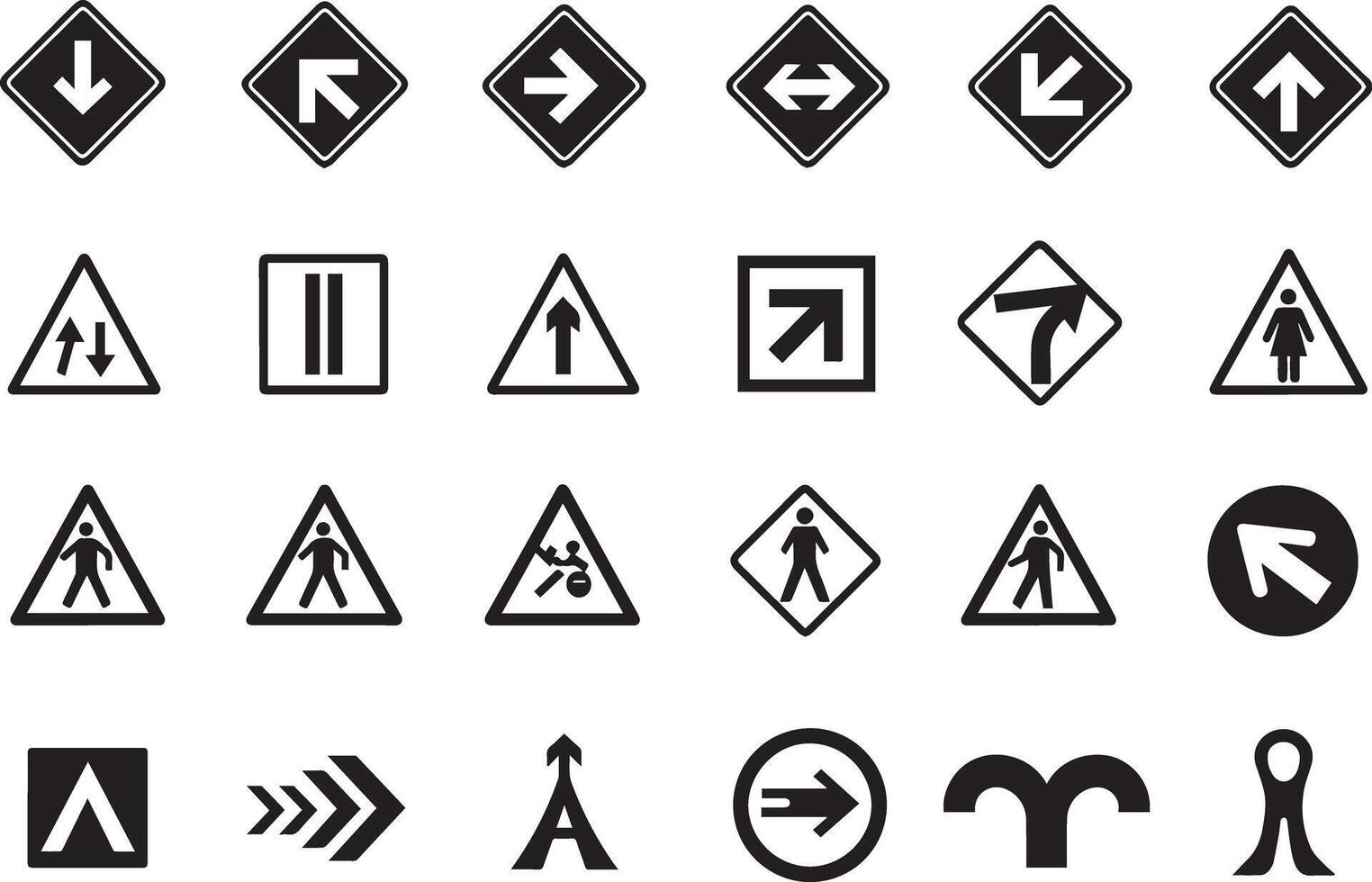 road signs and traffic signal icon collection.eps vector