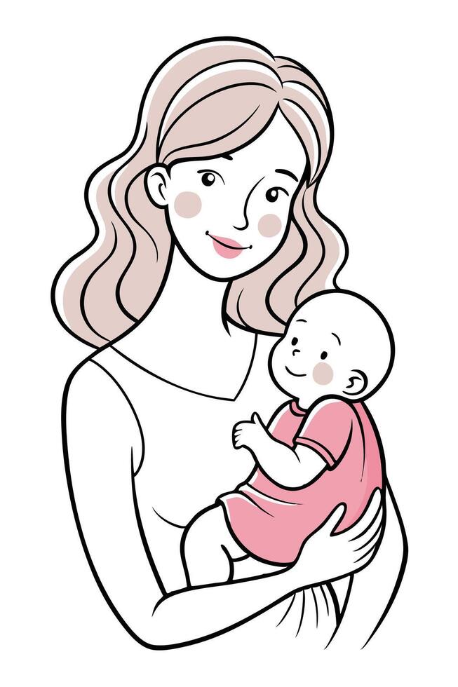 a woman holding a baby in her arms vector