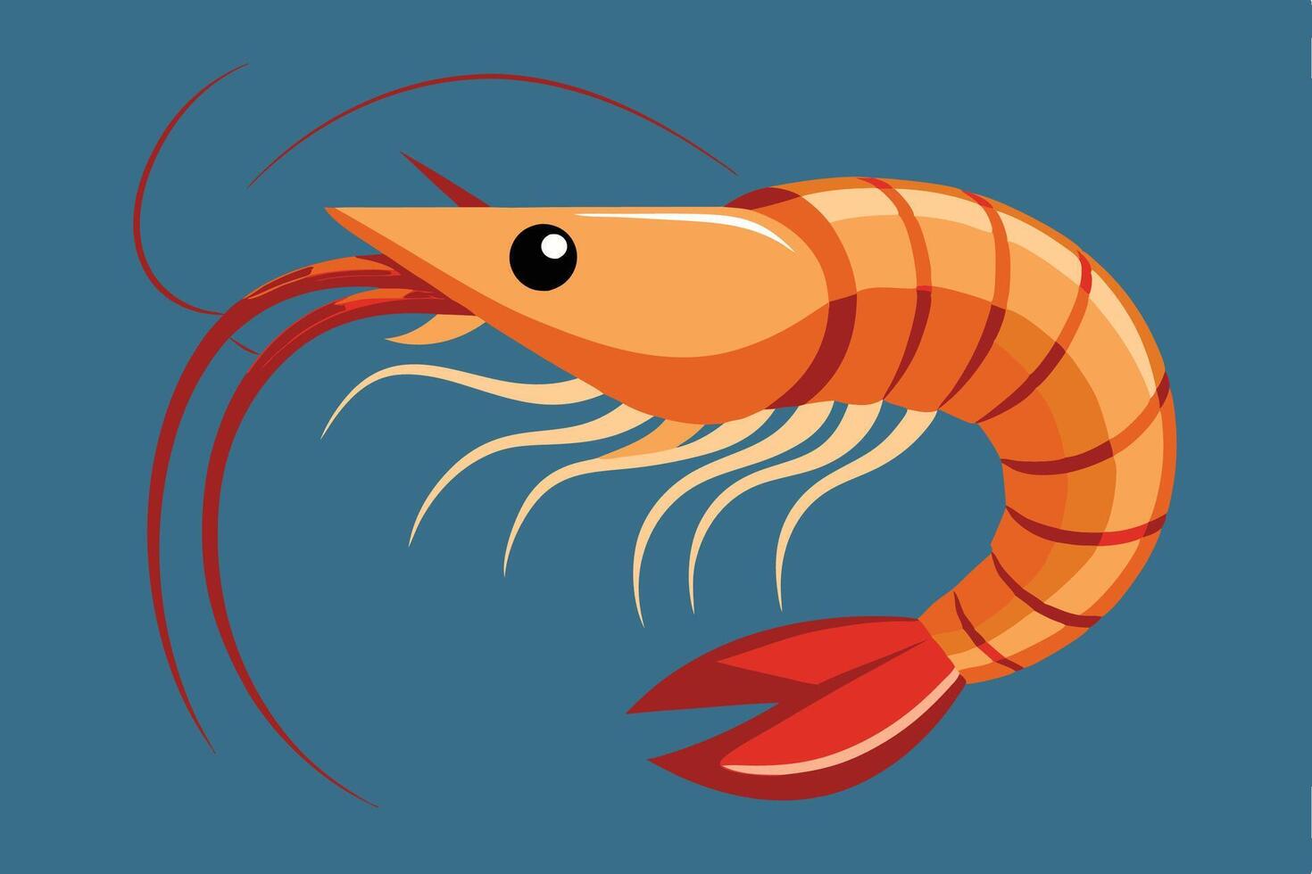 a cartoon shrimp on a blue background vector