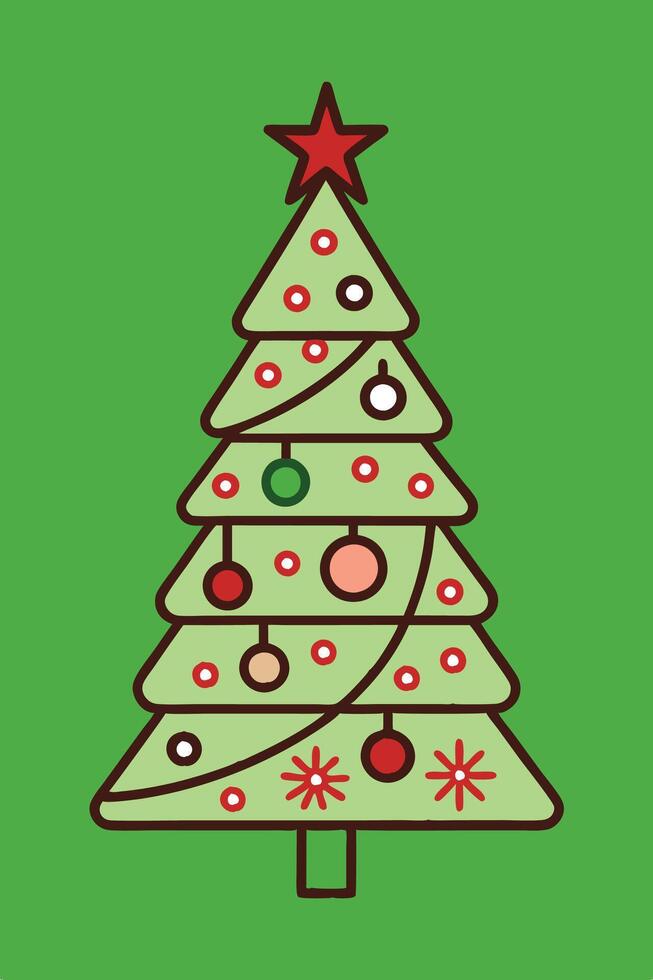 a christmas tree with ornaments on it vector