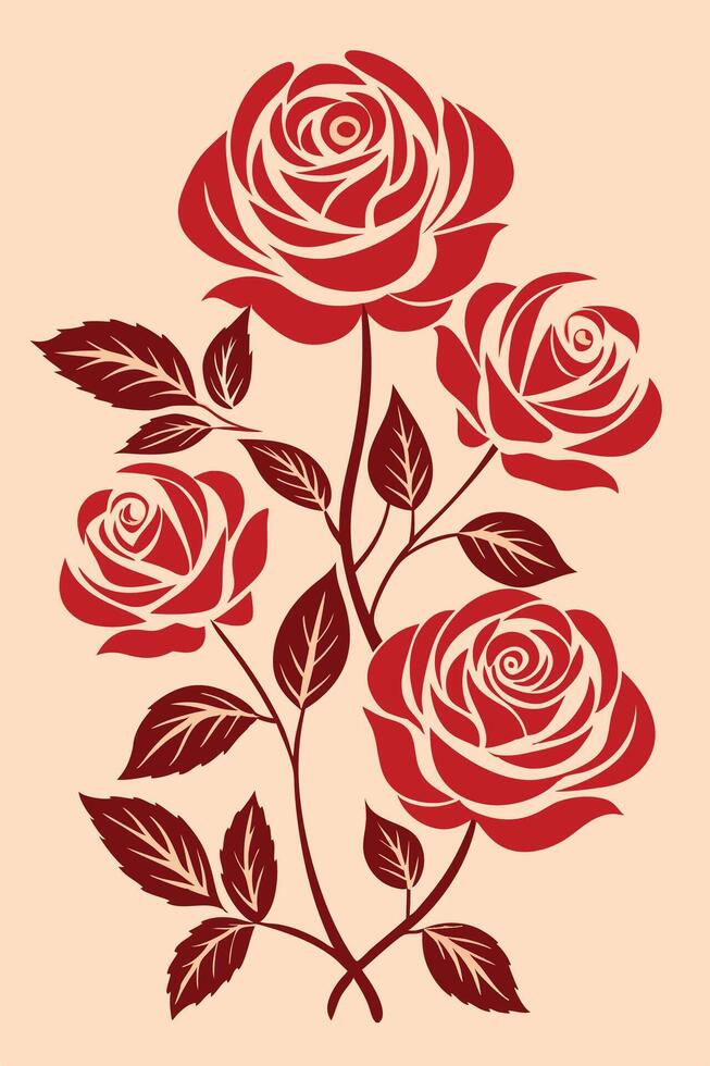 red roses on a beige background vector