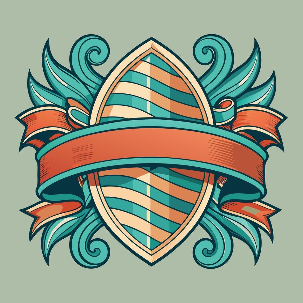illustration of a shield with ribbon and scroll vector