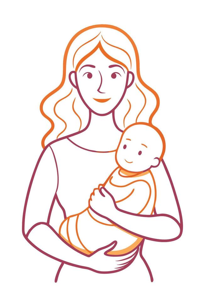 mother holding baby illustration vector