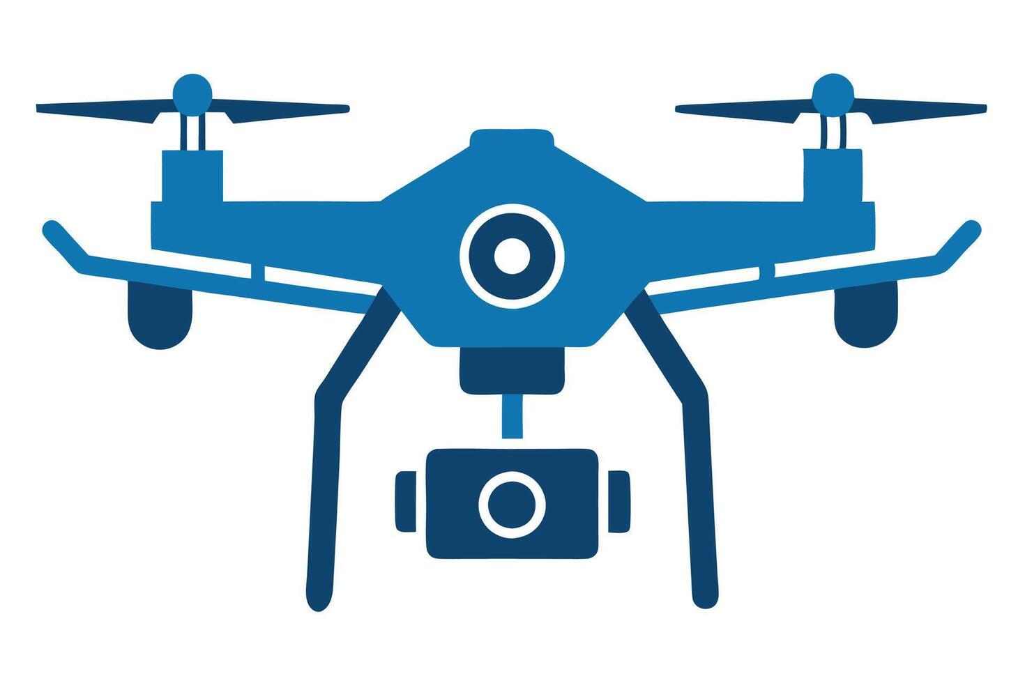 a blue drone with a camera on top vector