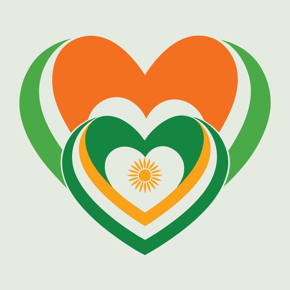 the heart of india with the flag of india vector