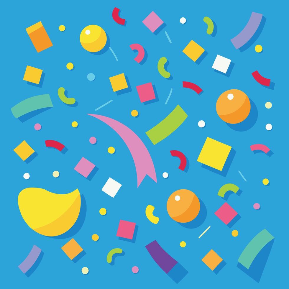 a colorful background with confetti and balloons vector