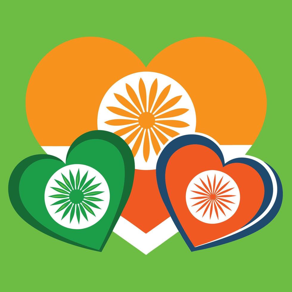 two hearts with the flag of india vector