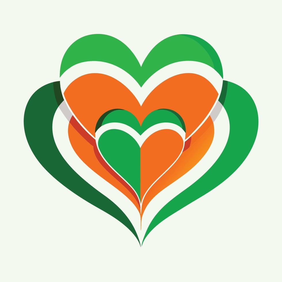 two hearts with the colors of the irish flag vector