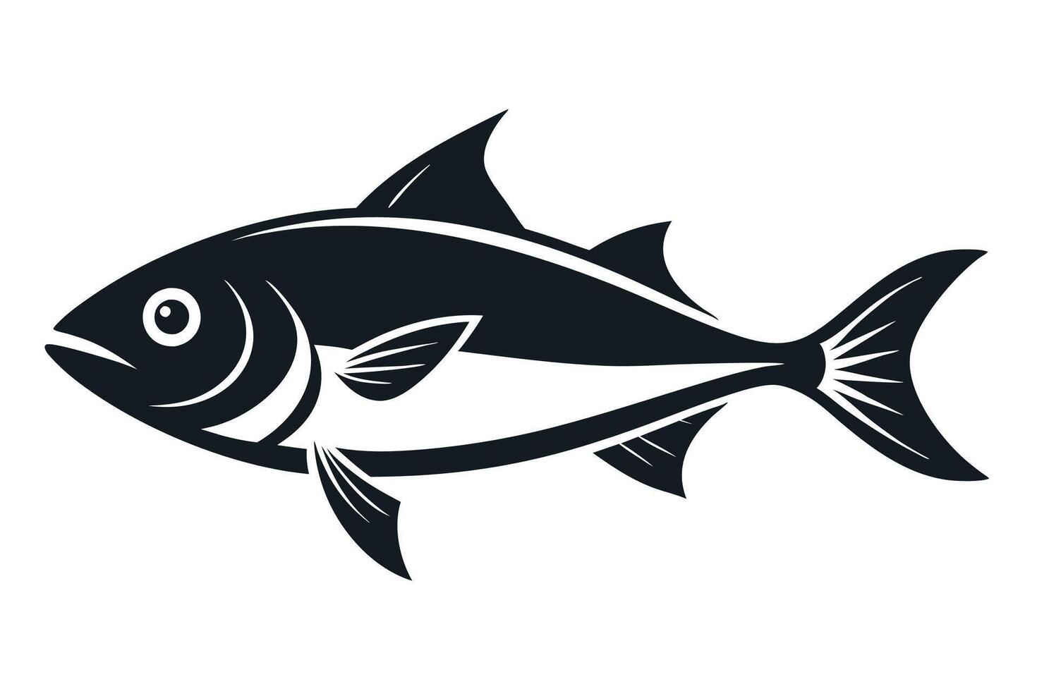 a black and white fish on a white background vector