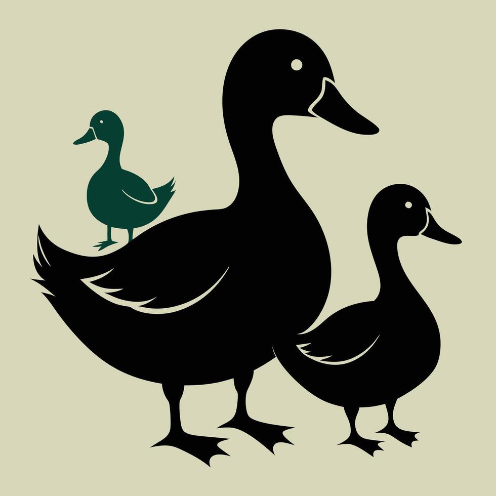 3 ducks silhouette illustration vector