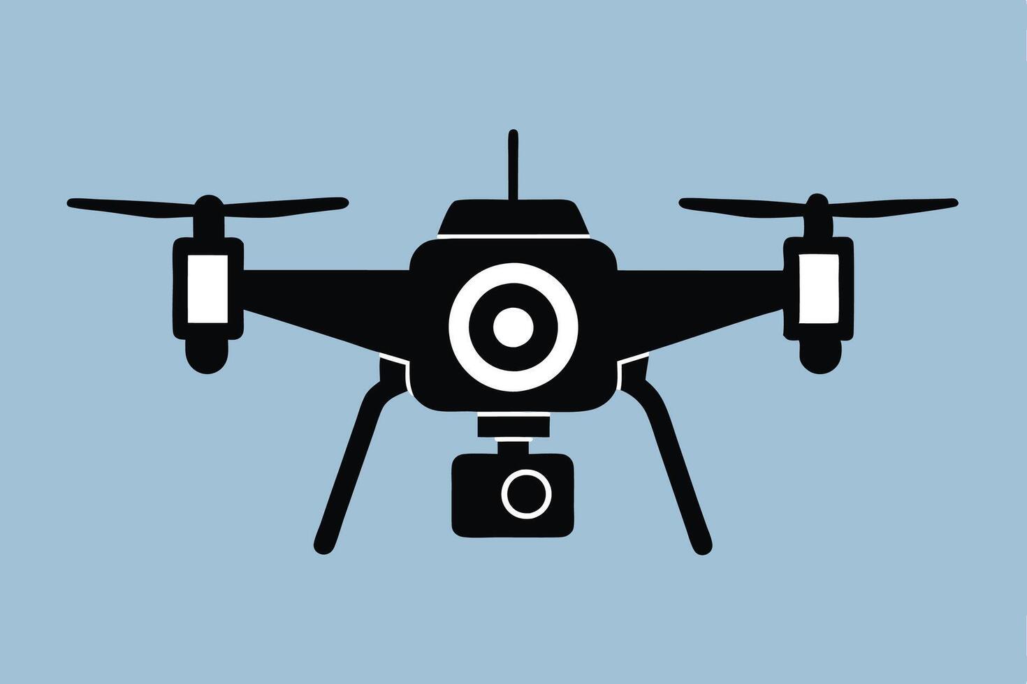 a black and white drone with a camera on it vector