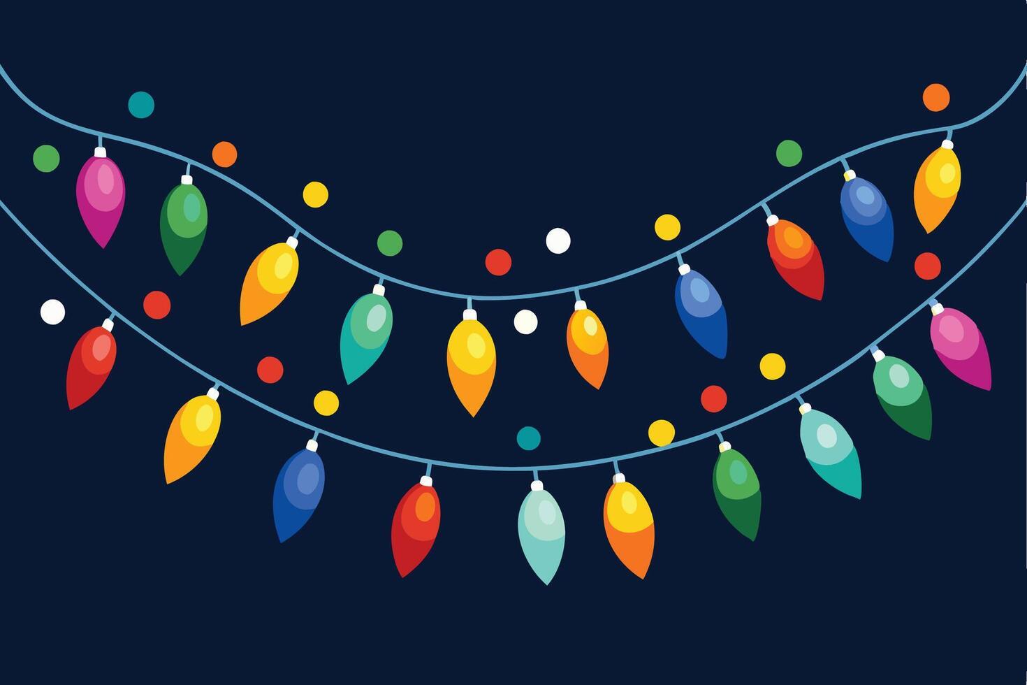 christmas lights on a blue background vector
