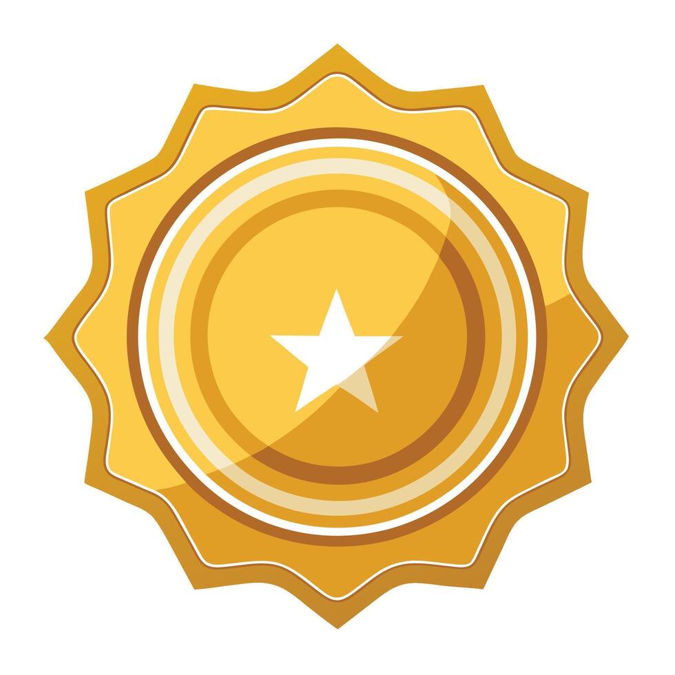 a gold star medal with a star on it vector