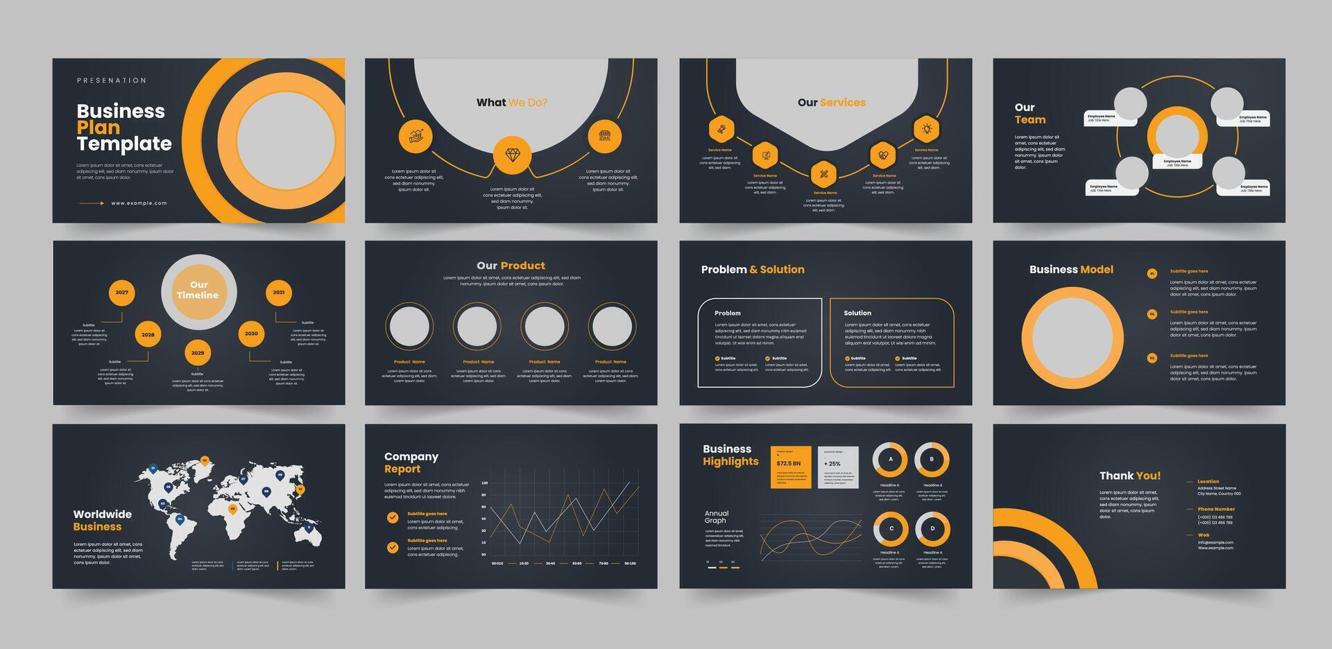 Business plan presentation template company plan presentation Slide design vector