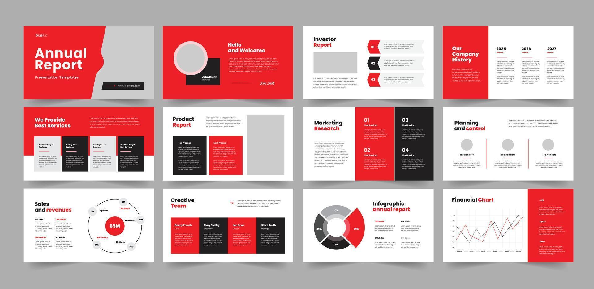 Annual Report PowerPoint Presentation and Annual Report Slide Template vector