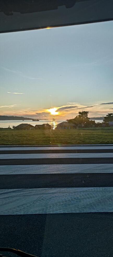 sunset with beautiful sky color degradation photo