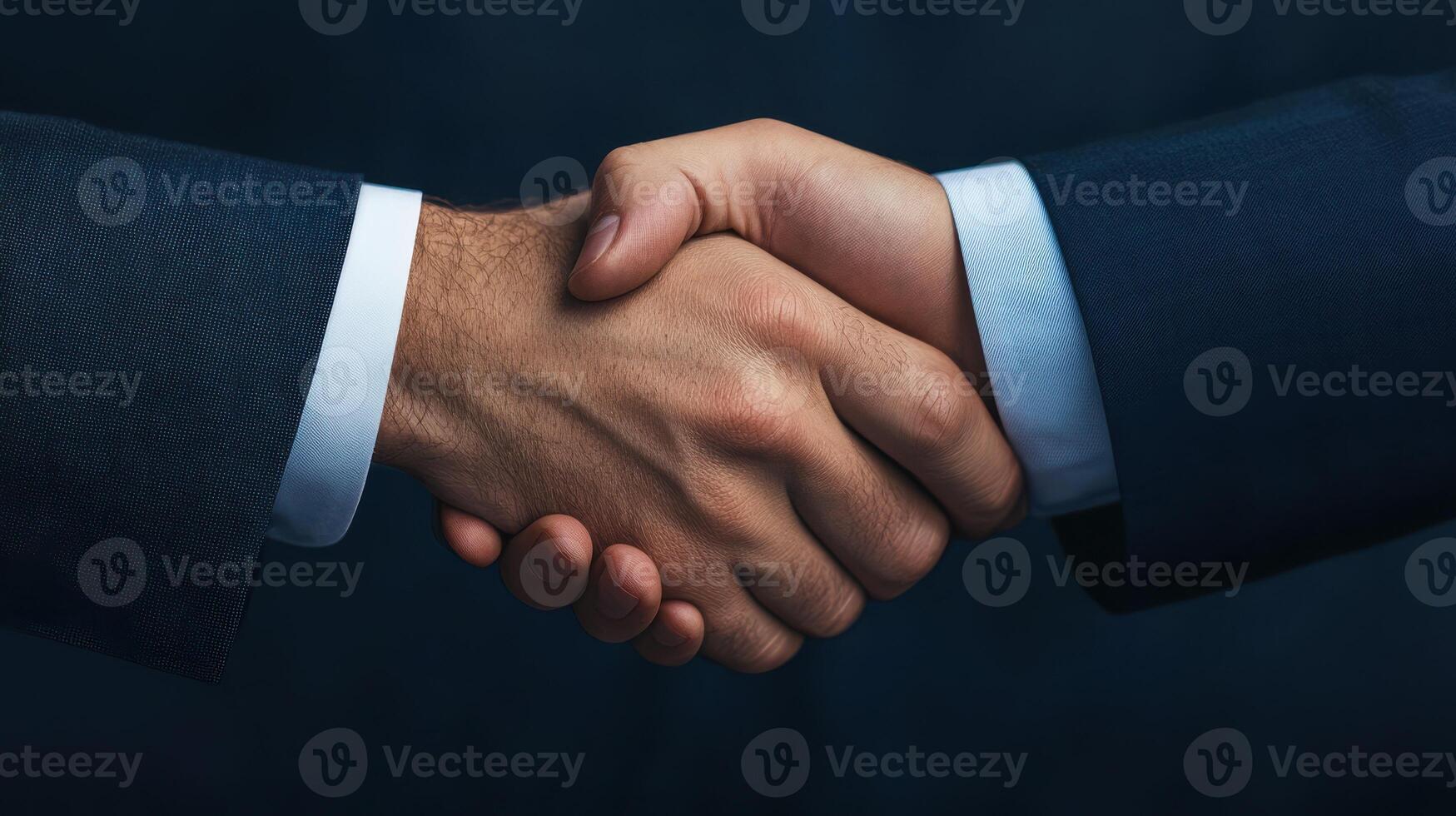 A close-up image of two business professionals shaking hands, symbolizing agreement, partnership, or a successful negotiation. photo
