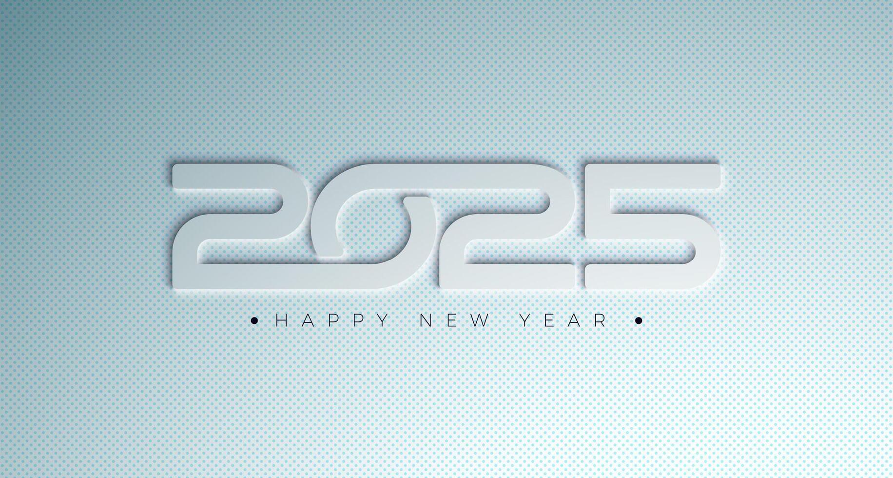Happy New Year 2025 Illustration with 3d Number Typography Lettering on Clean Background. Christmas Holiday Design for Flyer, Banner, Greeting Card, Celebration Poster, Party Invitation, Calendar and vector