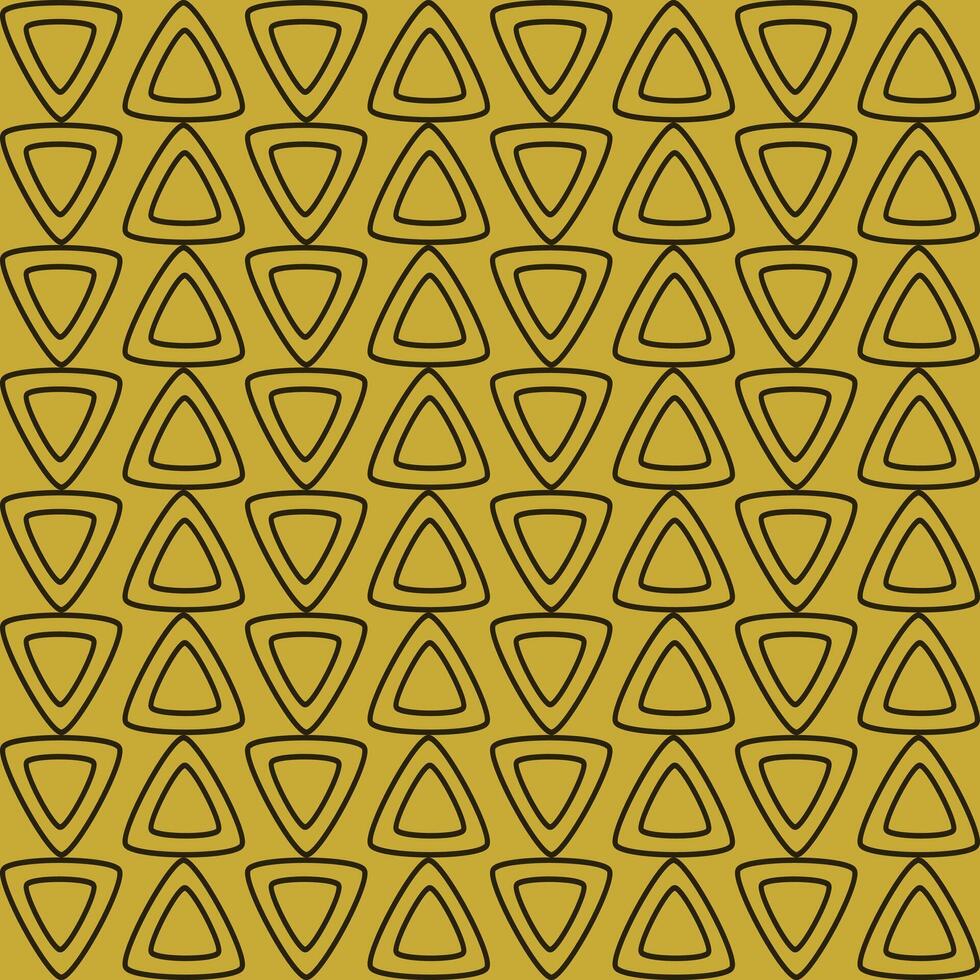 A seamless, retro-inspired background pattern featuring layered triangular outlines in black on a muted yellow backdrop. Perfect for vintage or geometric-themed designs. vector