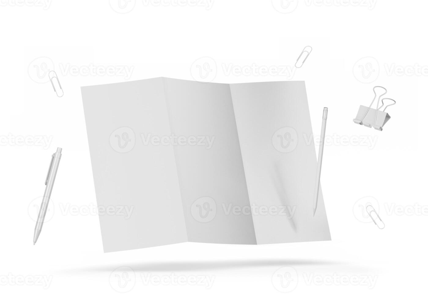 Elegant Trifold Paper Brochure Flying with Sleek Design for Dynamic Visual Communication photo