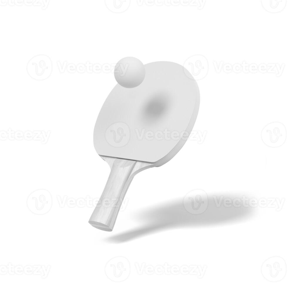 A ping pong paddle and ball on a white background photo