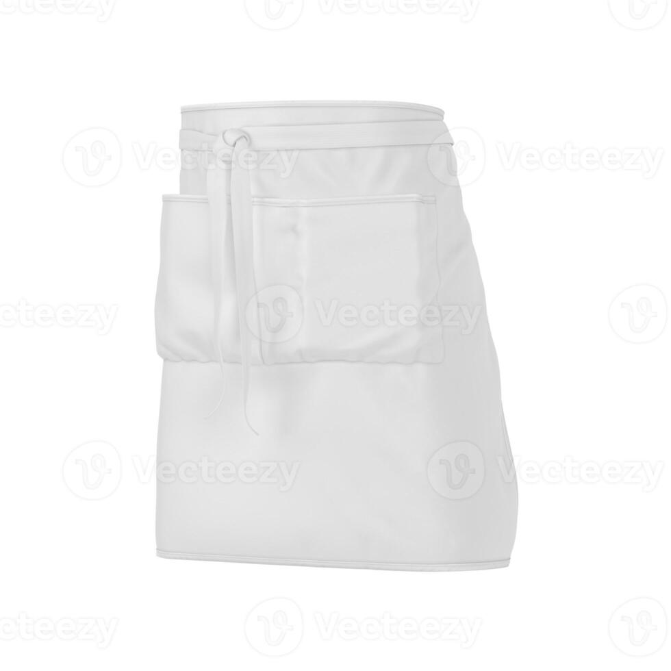 White kitchen apron with front pocket photo
