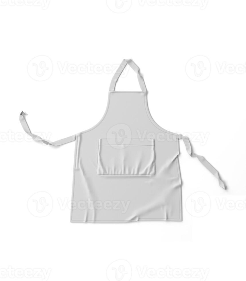 White kitchen apron with front pocket photo