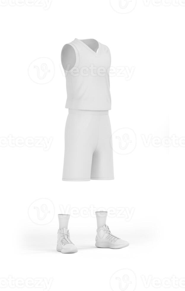 A white basketball uniform and shoes on a white background photo