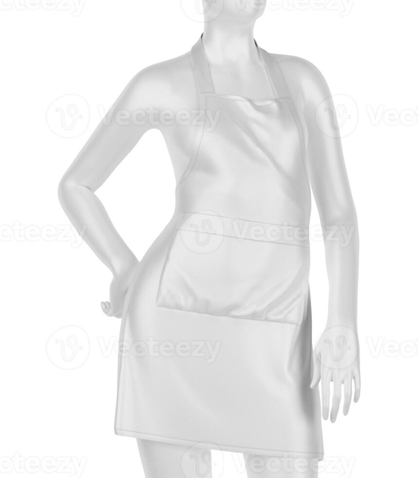 White kitchen apron with front pocket photo
