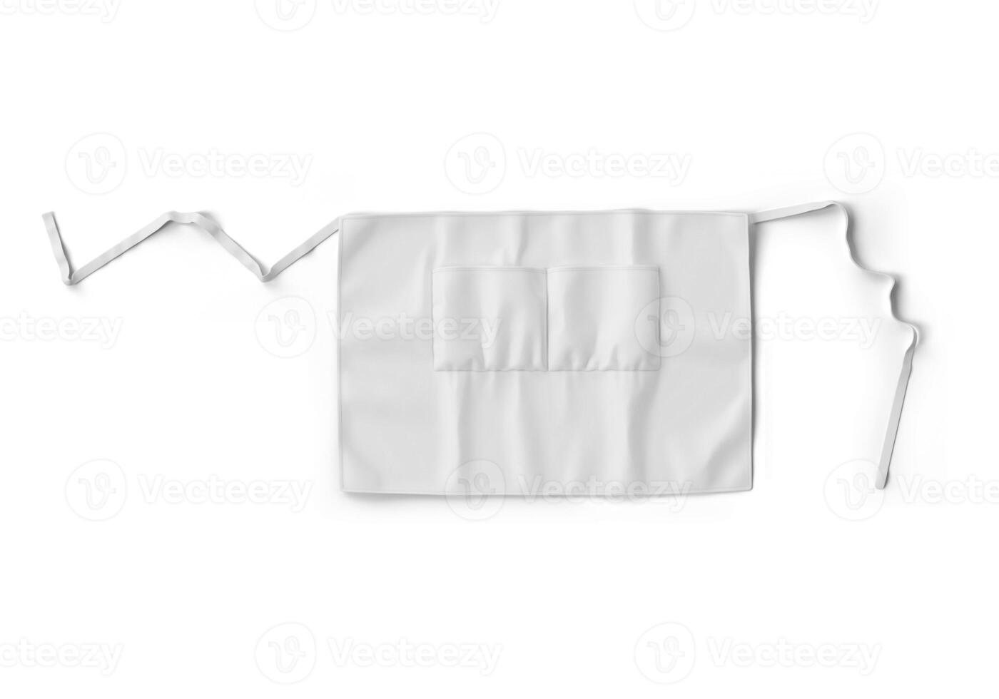 White kitchen apron with front pocket photo