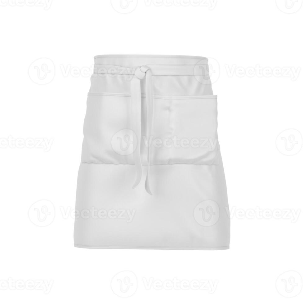White kitchen apron with front pocket photo