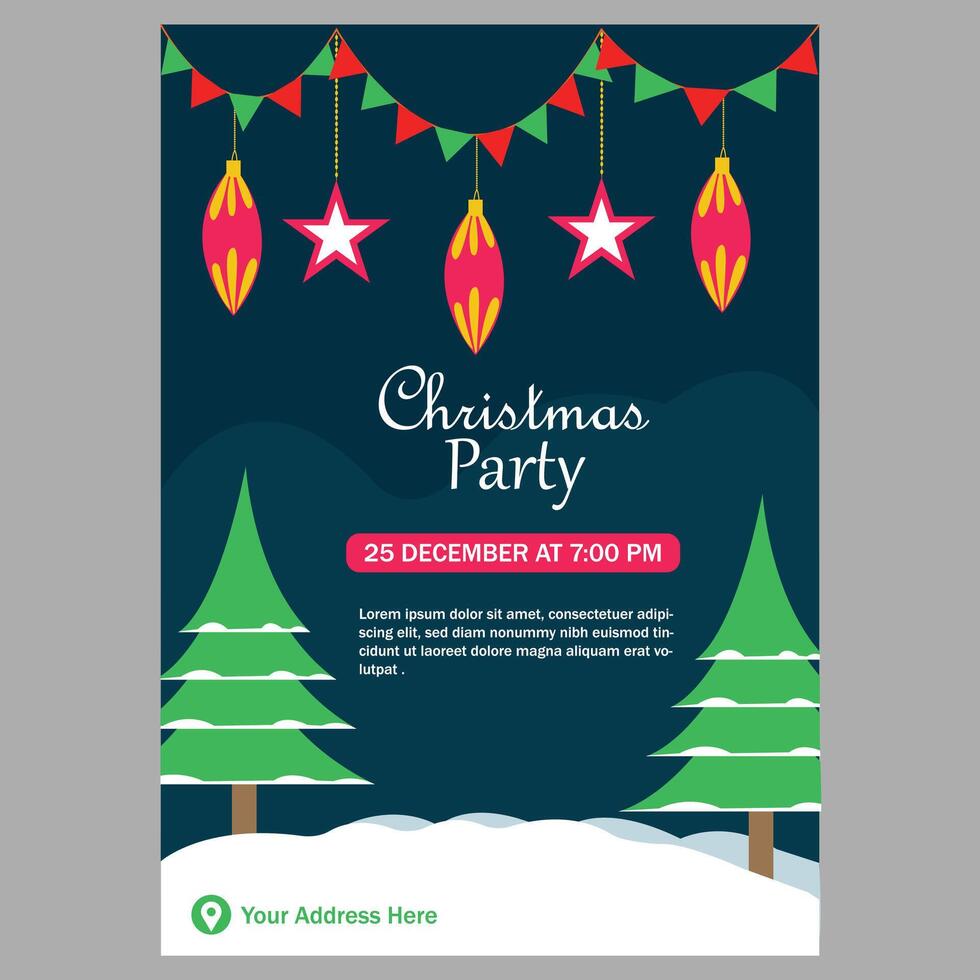 Merry Christmas Party Card Design vector