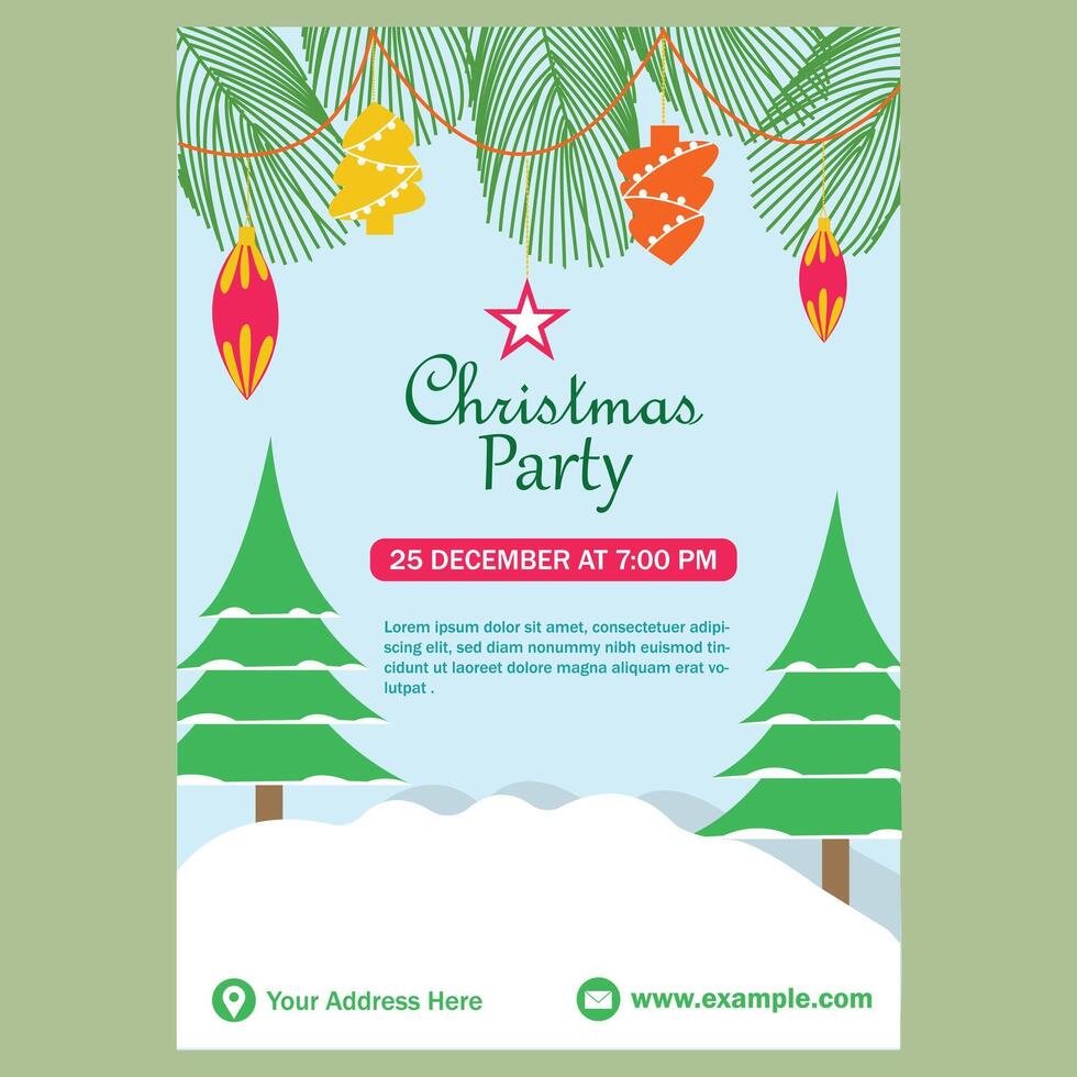 Merry Christmas Invitation Card Design vector