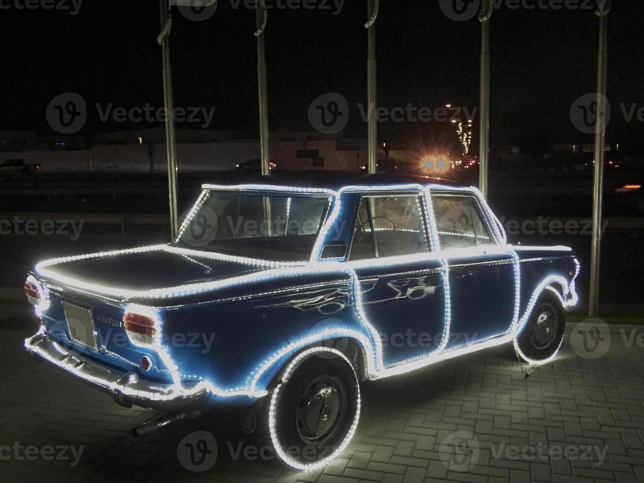 old cars with christmas decoration photo