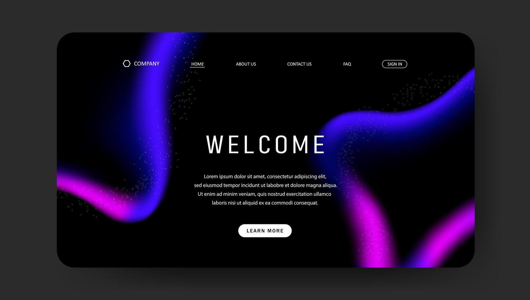 fluid blue and purple design of landing page. retro gradient mesh website design vector