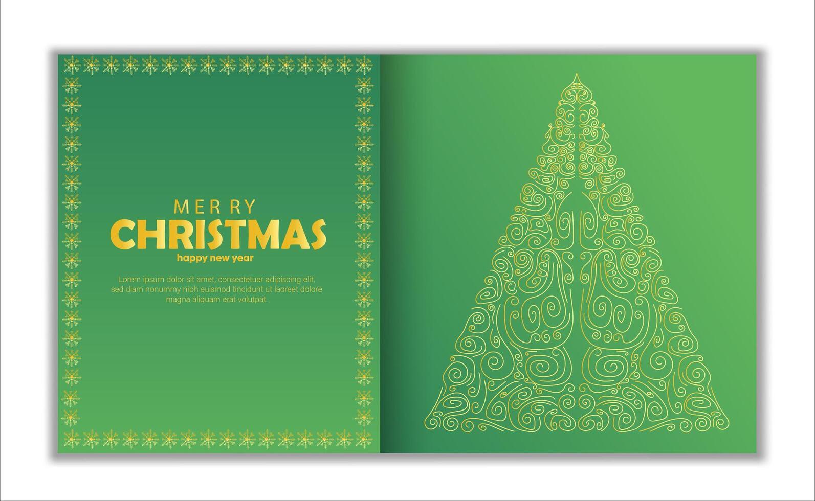 green gradient luxury elegant with gold tree christmas landscape collection for christmas editable template for greetings card vector