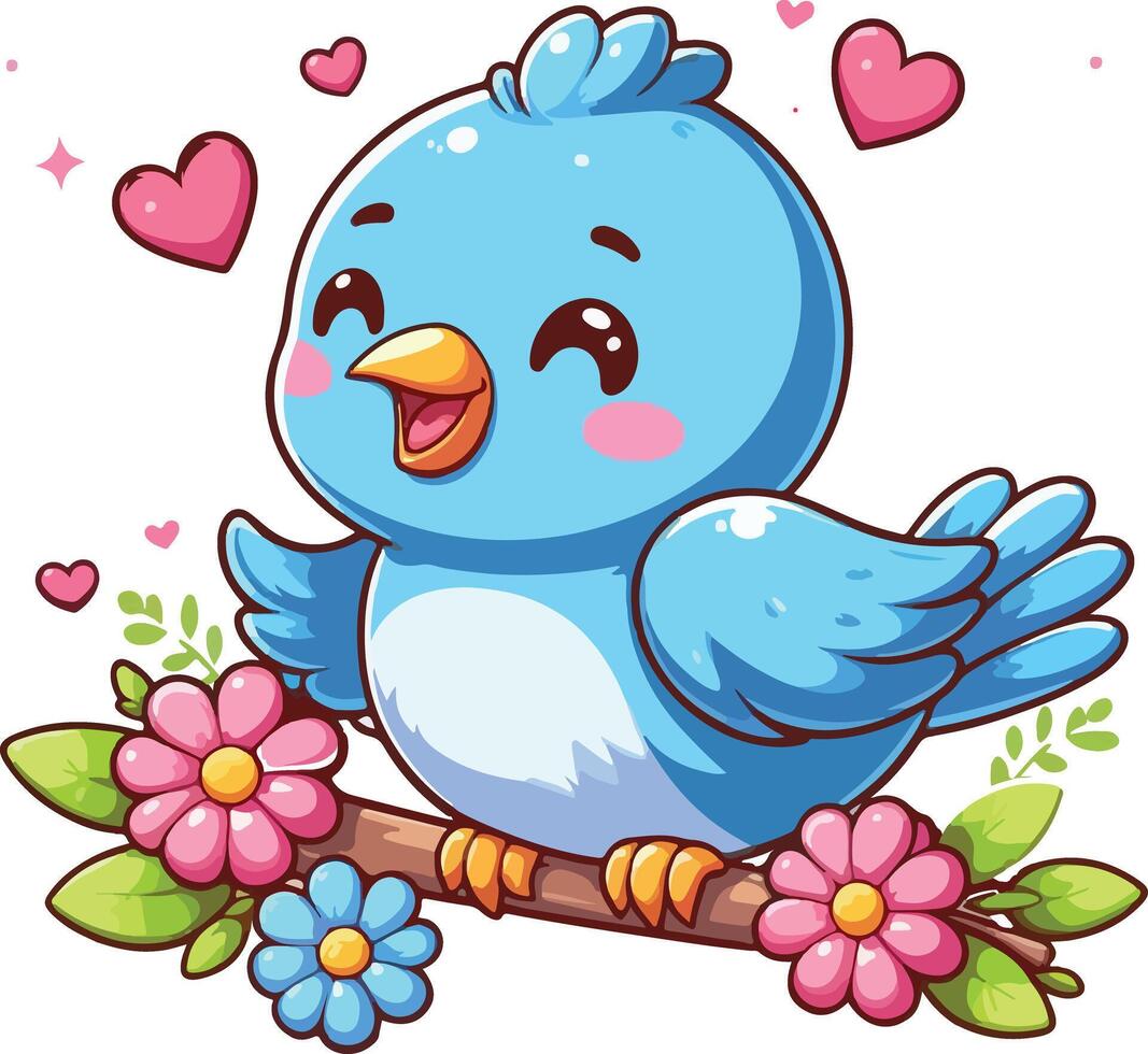 Sweet Lovebird Perched on a Heart illustration vector