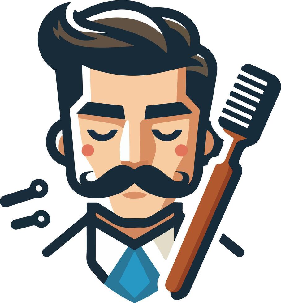 line art image of handsome guy vector