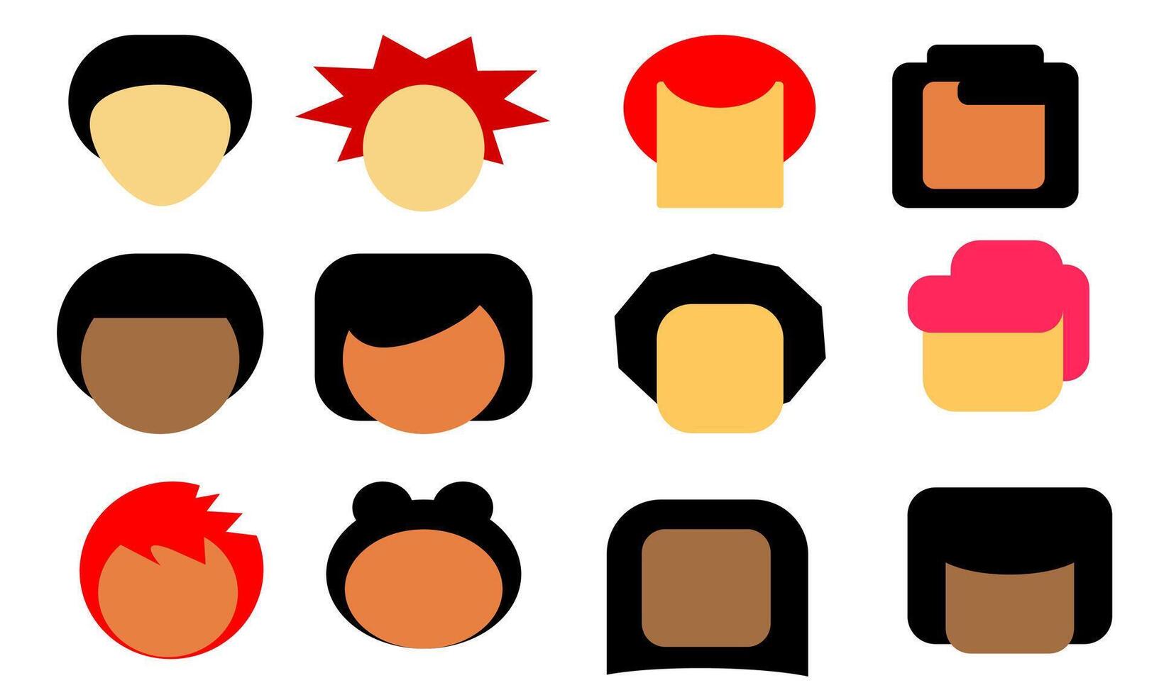 Flat design avatar icon with various hairstyles. vector