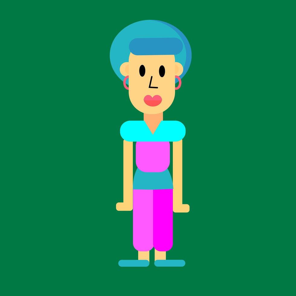 Simple shape female character, flat avatar illustration vector