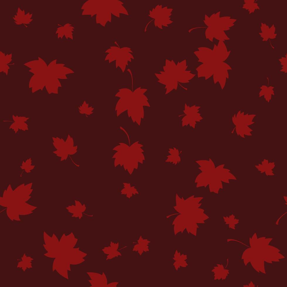 Pattern seamless background autumn with silhouette red maple leaves illustration vector