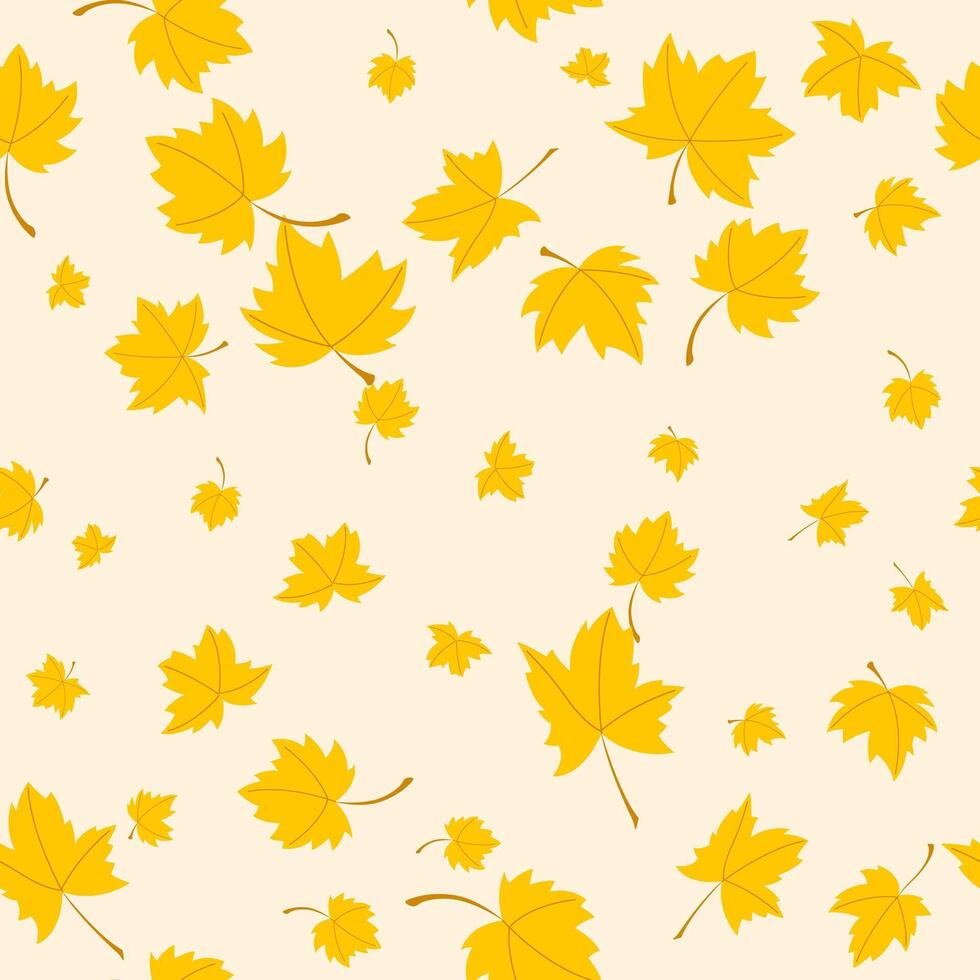 Seamless pattern autumn with yellow color maple leaves. Wallpaper, gift paper, textiles, background vector