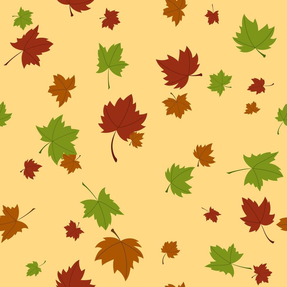 Autumn background wallpaper maple leaves. gift paper, textiles, greeting card, seamless pattern vector