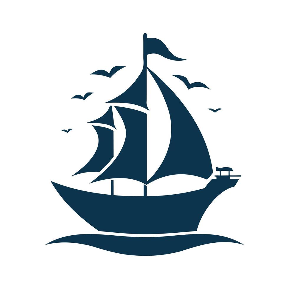 A sailing ship with sails flying in the wind vector