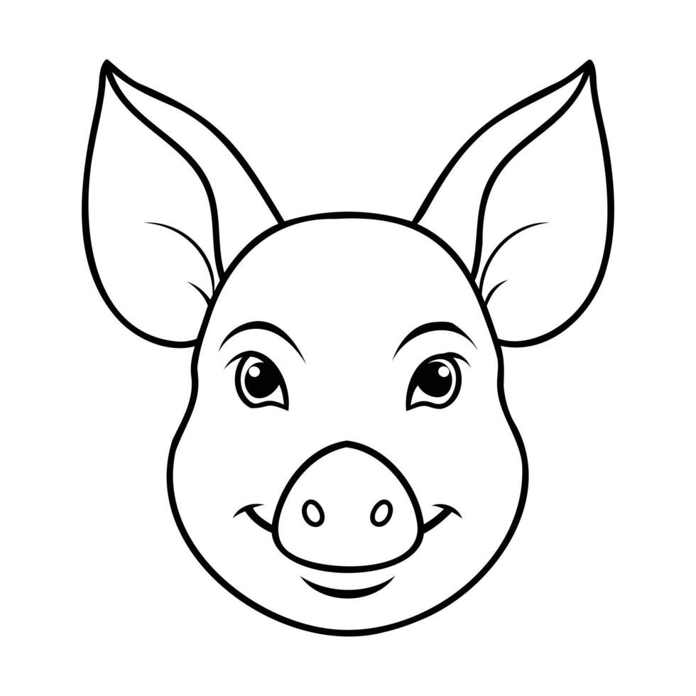 A pig's head is shown in a black and white drawing vector