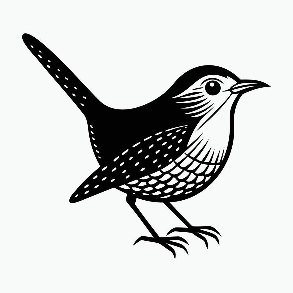 A black and white illustration of a bird vector